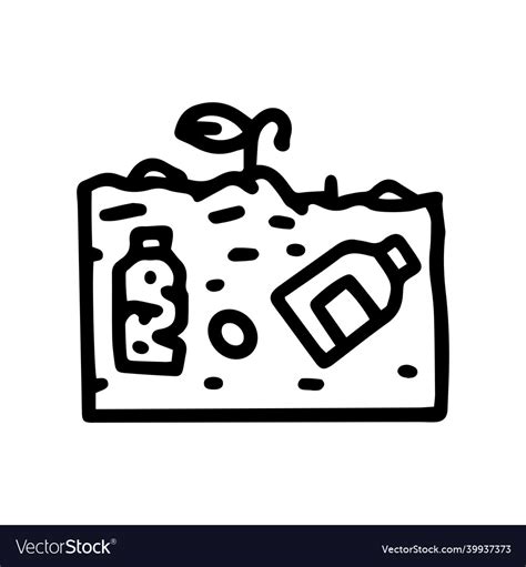 Soil pollution line doodle simple icon Royalty Free Vector