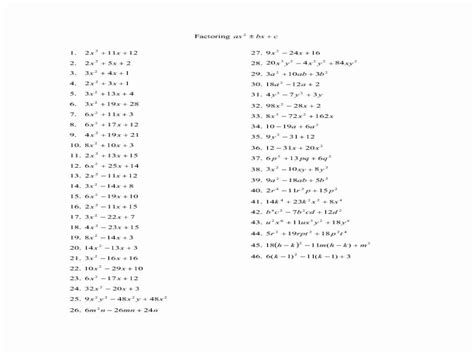 20 Factoring Trinomials A 1 Worksheet Worksheets Decoomo