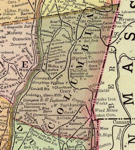 Columbia County, New York 1897 Map by Rand McNally, Hudson, NY