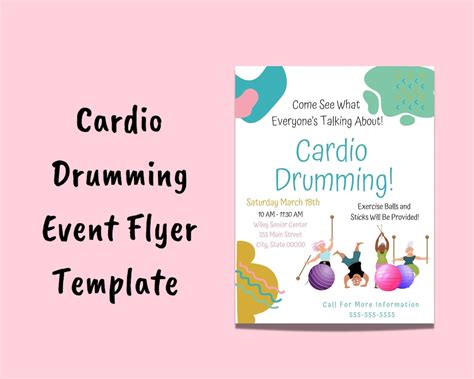 Printable Cardio Drumming Event Flyer Invitation Template - Etsy