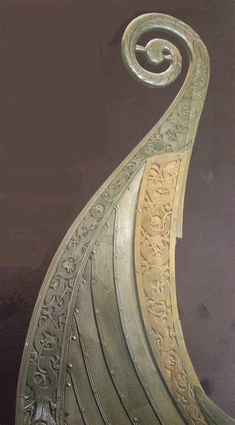 The Restored Prow Of The Oseberg Ship Shows Intricate Carving Saga Of