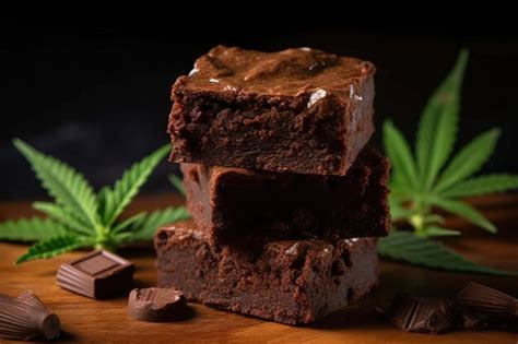 Premium Ai Image Weed Brownies With Chocolate And Cannabis Leaves