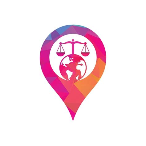 Plantilla De Diseño De Logotipo De Concepto De Forma De Pin De Mapa De Ley Y Globo Vector Premium