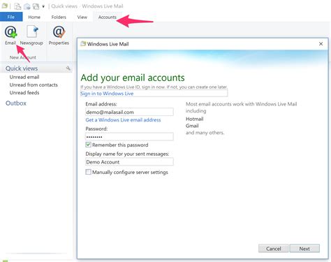 Configuring Windows Live Mail With Teleport Mail Support Mailasail