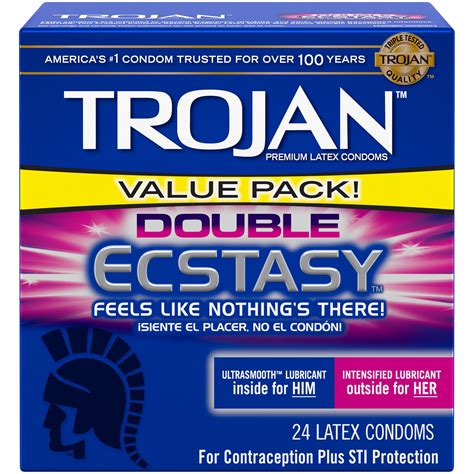 Trojan Double Ecstasy Lubricated Condoms 24 Count