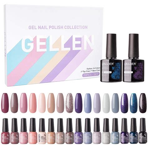 Amazon Gellen Kit de esmalte de uñas en gel de 16 colores con capa