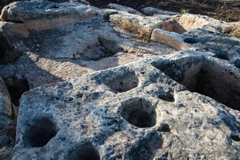 Ancient Wine Press Excavated At Tel Yizreel Israel Editorial