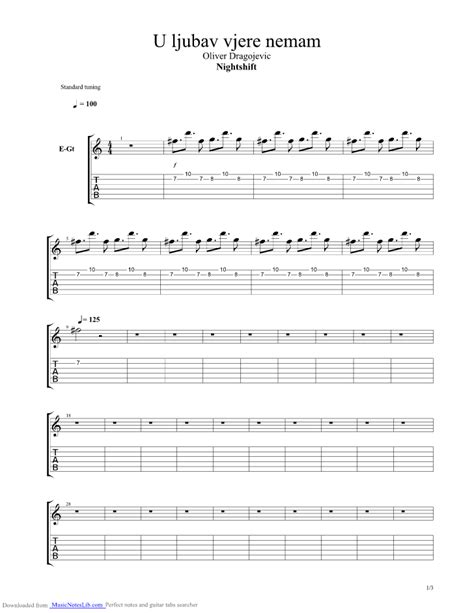 U Ljubav Vjere Nemam Guitar Pro Tab By Night Shift Musicnoteslib