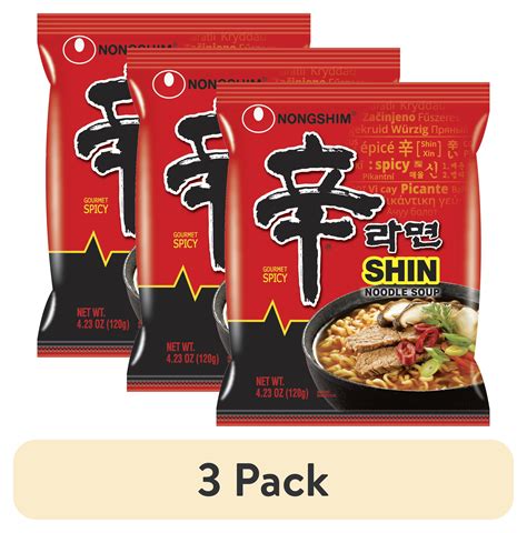 3 Pack Nongshim Shin Ramyun Spicy Beef Ramen Noodle Soup Pack 42oz