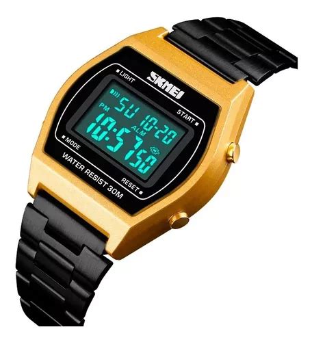 Reloj Digital Skmei 1328 A10394 Para Mujer Correa Negra Y Dorada