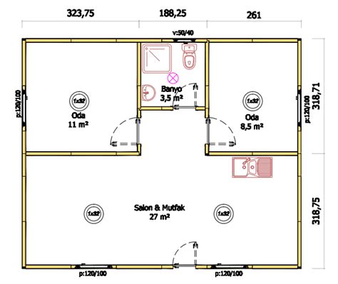 50 m2 Tek Katlı Prefabrik Ev A Prefabrik Yapı Üretim Sanayi 90 554