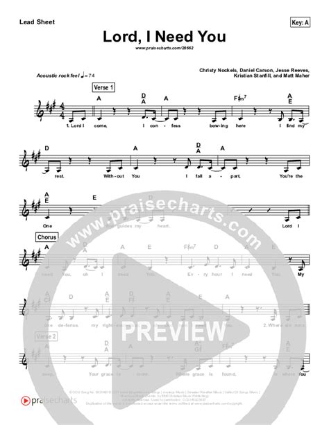 Lord I Need You Simplified Sheet Music Pdf Matt Maher Praisecharts