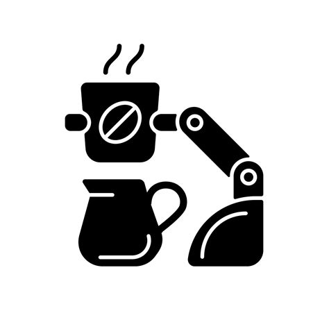 Kaffeezubereitungsroboter Schwarzes Glyphensymbol Roboter Barista