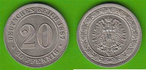 Kaiserreich 20 Pfennig 1887 A hübsch UNC kleine Kratzer MA Shops