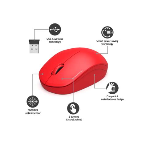 Port Designs Mouse Collection Wireless Red - Kloppers