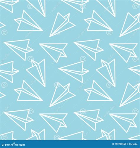 Seamless Pattern With Paper Airplanes Stock Vector Illustration Of