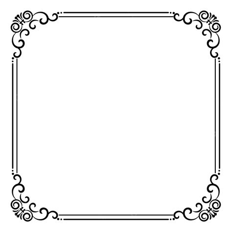 Borda Quadrada Floral Canto Preto 2 Linhas Png Borda Quadrada