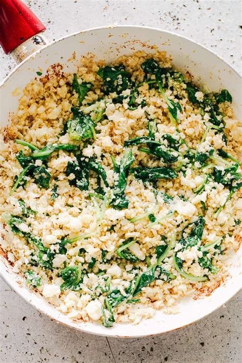 Garlic Butter Cauliflower Rice With Spinach Easy Crunchy Incredibly