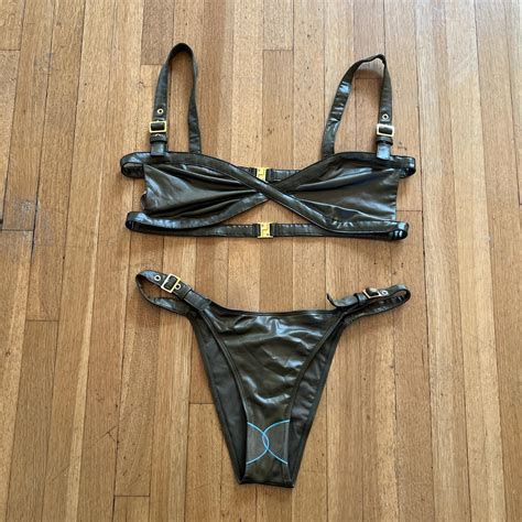 Jaded London Swim Army Green Shiny Bikini Top And Depop