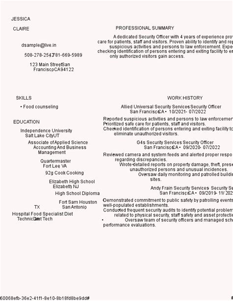 Great Security Officer Resume Examples Livecareer