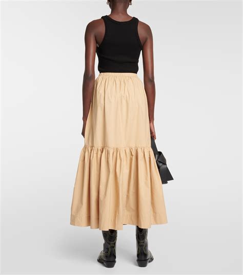 Cotton Poplin Maxi Skirt In Beige Ganni Mytheresa
