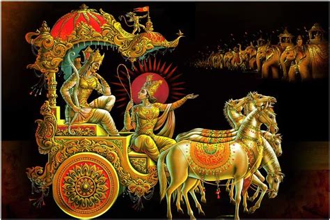 Wholphin Mahabharat Krishna Arjun Rath Painting With Sparkle Coated