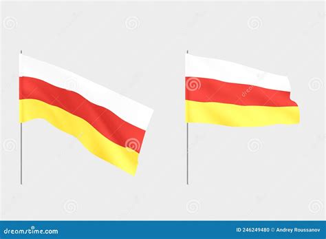 South Ossetia Flags Set Of National Realistic South Ossetia Flags