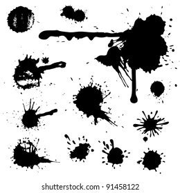 Ink Blot Collection Isolated On White Stock Vector Royalty Free 91458122