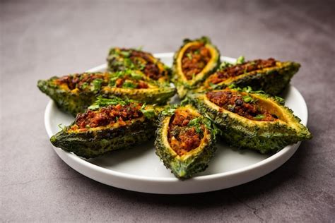 Premium Photo Bharwa Karela Masala Fry Or Stuffed Bitter Melon Recipe