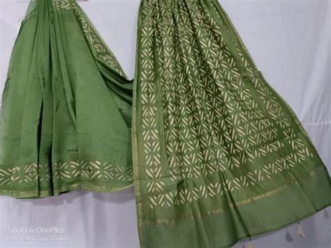 Applique Cut Work Chanderi Silk Cotton Saree At Rs