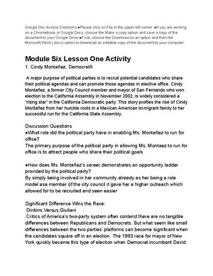 Copy Of Module One Lesson One Activity By Bryan Google Doc Access