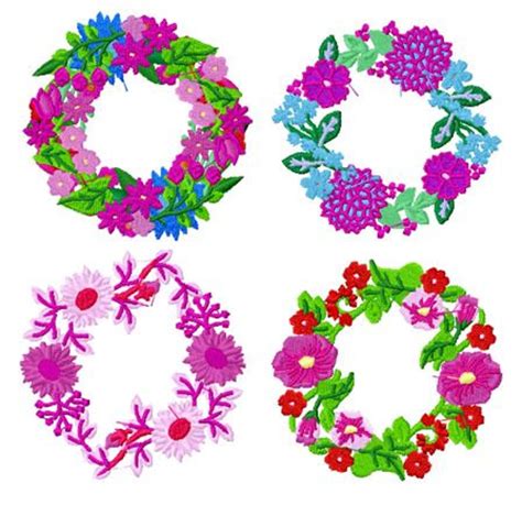 10 Designs Flower Floral Wreath Machine Embroidery Design Etsy