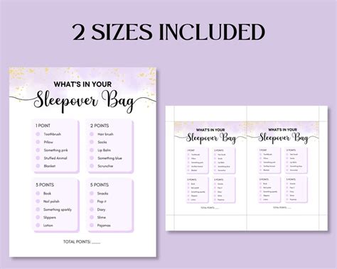 Whats In Your Sleepover Bag Slumber Party Games Teen Girls Etsy