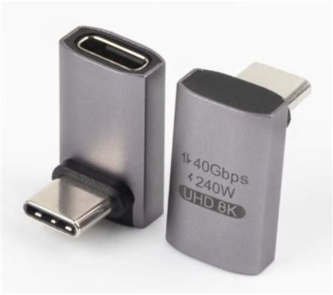 מתאם Usb C זוויתי זכר נקבה דגם אלומינום תומך 40gbps 240w 8k 60hz C31 762 כבלים מתאמים ממירים