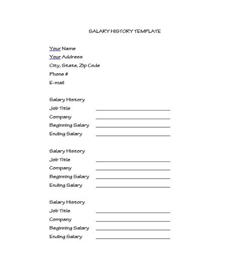 Salary History Template