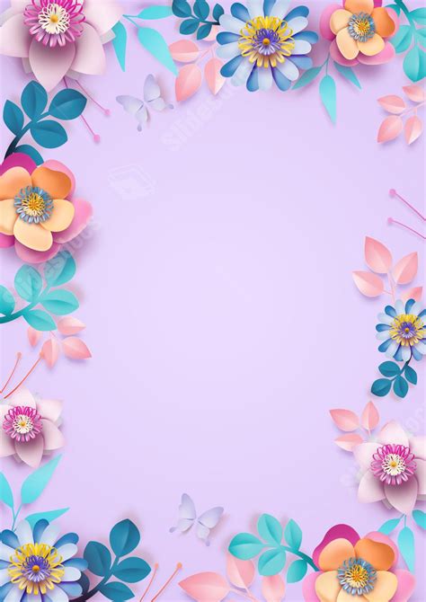 Border Of Beautiful Purple Flower With Paper Cut Leaves Page Border ...