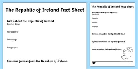 The Republic Of Ireland Fact File Writing Template Twinkl