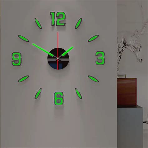 Horloge Pendule Luminous Silver Pouces Autocollants Muraux Lumineux