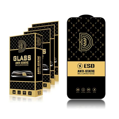 D Golden Diamond Anti Static Full Cover Esd Tempered Glass For Iphone