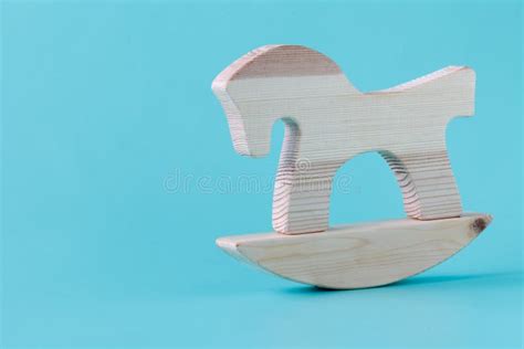 Miniature Wooden Rocking Horse For Little Doll On White Backgrou Stock