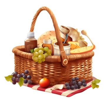 Cartoon Cute Picnic Basket Elements Cartoon Cute Picnic Basket Png