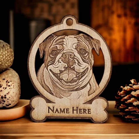 English Bulldog Ornament Personalized Palmetto Engraving