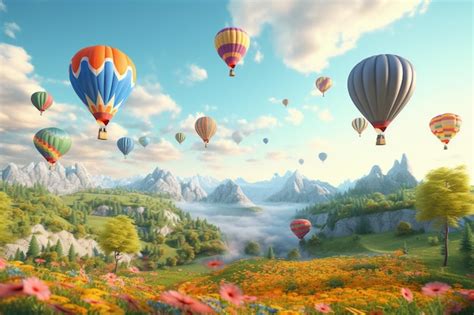 Premium Photo Colorful Hot Air Balloons Floating Over A Pictures