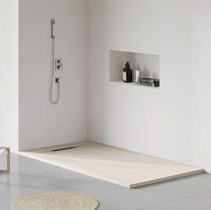 Rectangular Shower Base SERIES I DAYA Floor Level Resin Slate