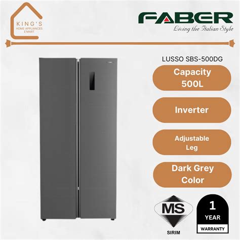 FABER Refrigerator 500L Inverter Side By Side LUSSO SBS 500DG