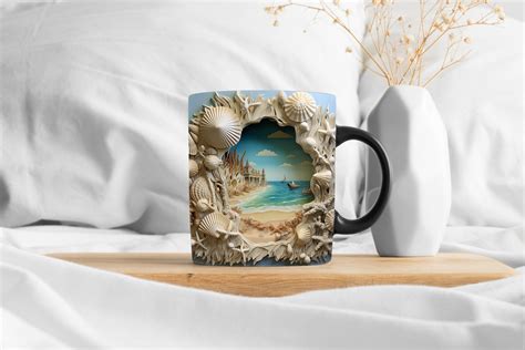 D Beach Mug D Cracked Wall Beach Landscape Mug Wrap Design D Beach