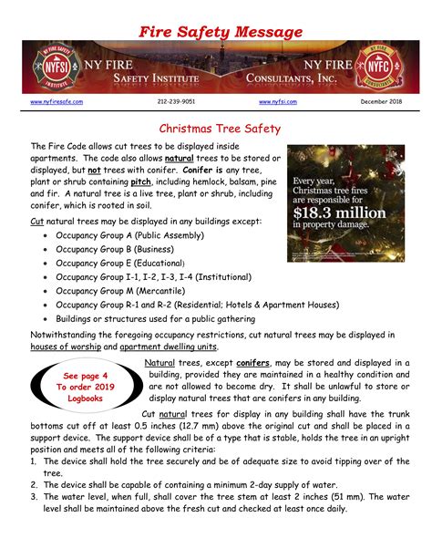 Fire Safety Message December 2018 Ny Fire Consultants Inc