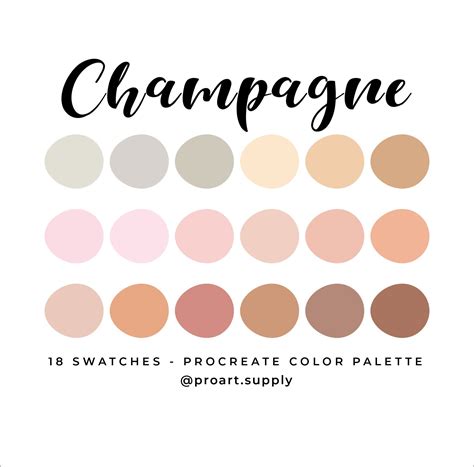 CHAMPAGNE PROCREATE COLOR Palette Hex Codes Gray, Pink, Peach, Brown ...