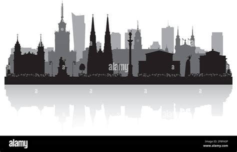 Warsaw Poland City Skyline Vector Silhouette Illustration Stock Vector