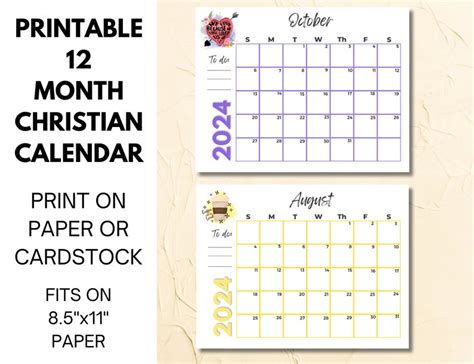 2024 Christian Printable Calendar Christian Calendar Printable